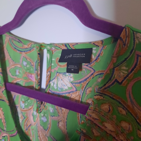 J. Jill Vibrant Green Paisley Maxi Dress - Picture 3 of 5